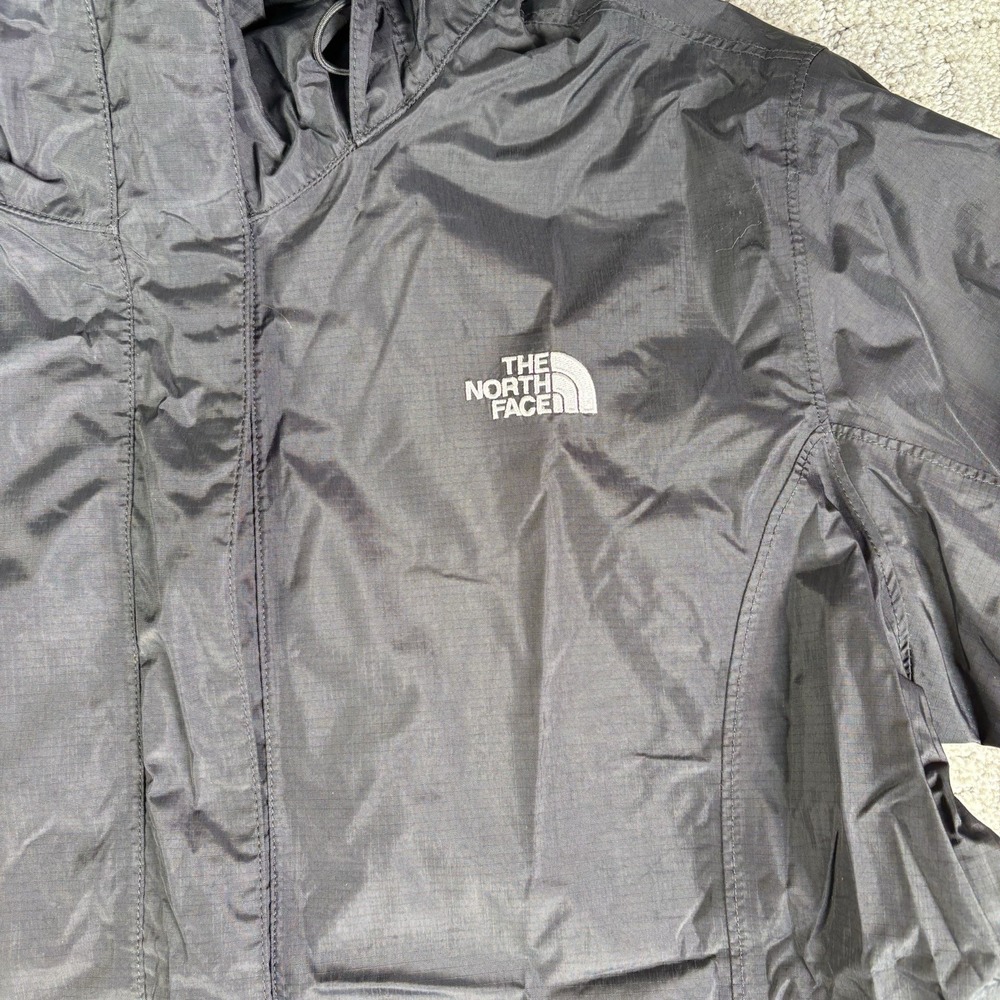 The North Face HyVent Windbreaker Jacket Womens XL Black Full Zip Hooded - Picture 2 of 9